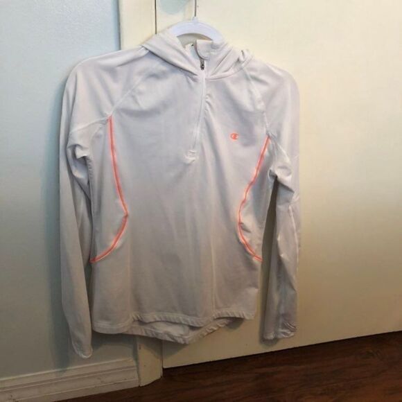 CHAMPION activewear white hoodie sweater top long sleeve sz M womens - Picture 1 of 6